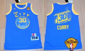 Wholesale Cheap Men\'s Golden State Warriors #30 Stephen Curry Retro Blue 2016 The NBA Finals Patch Jersey