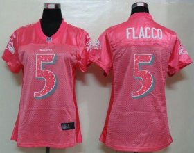 Wholesale Cheap Nike Ravens #5 Joe Flacco Pink Sweetheart Women\'s NFL Game Jersey