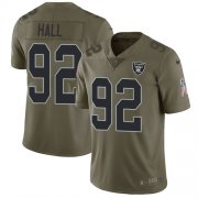 Wholesale Cheap Nike Raiders #92 P.J. Hall Olive Men's Stitched NFL Limited 2017 Salute To Service Jersey