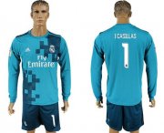 Wholesale Cheap Real Madrid #1 I.Casillas Sec Away Long Sleeves Soccer Club Jersey