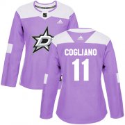 Cheap Adidas Stars #11 Andrew Cogliano Purple Authentic Fights Cancer Women's Stitched NHL Jersey