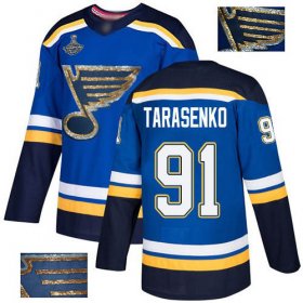 Wholesale Cheap Adidas Blues #91 Vladimir Tarasenko Blue Home Authentic Fashion Gold Stanley Cup Champions Stitched NHL Jersey