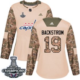 Wholesale Cheap Adidas Capitals #19 Nicklas Backstrom Camo Authentic 2017 Veterans Day Stanley Cup Final Champions Women\'s Stitched NHL Jersey