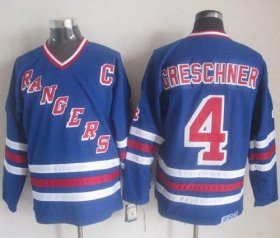 Wholesale Cheap Rangers #4 Ron Greschner Blue CCM Heroes Of Hockey Alumni Stitched NHL Jersey