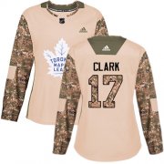 Wholesale Cheap Adidas Maple Leafs #17 Wendel Clark Camo Authentic 2017 Veterans Day Women's Stitched NHL Jersey
