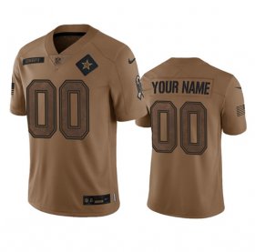 Wholesale Cheap Men\'s Dallas Cowboys Active Player Custom 2023 Brown Salute To Service Limited Football Stitched Jersey