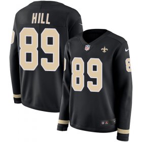Wholesale Cheap Nike Saints #89 Josh Hill Black Team Color Women\'s Stitched NFL Limited Therma Long Sleeve Jersey