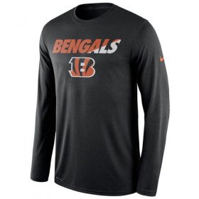 Wholesale Cheap Men\'s Cincinnati Bengals Nike Black Legend Staff Practice Long Sleeves Performance T-Shirt