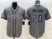 Wholesale Cheap Men's Dallas Cowboys #20 Tony Pollard Grey Gridiron With Patch Cool Base Stitched Baseball Jersey