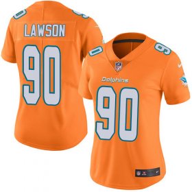 Wholesale Cheap Nike Dolphins #90 Shaq Lawson Orange Women\'s Stitched NFL Limited Rush Jersey