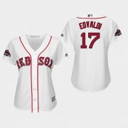 Wholesale Cheap Red Sox #17 Nathan Eovaldi White Home 2018 World Series Champions Women's Stitched MLB Jersey