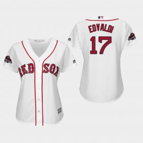 Wholesale Cheap Red Sox #17 Nathan Eovaldi White Home 2018 World Series Champions Women\'s Stitched MLB Jersey