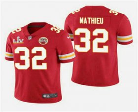Wholesale Cheap Men\'s Kansas City Chiefs #32 Tyrann Mathieu Red 2021 Super Bowl LV Vapor Untouchable Stitched Nike Limited NFL Jersey