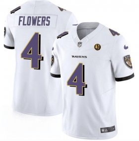 Cheap Men\'s Baltimore Ravens #4 Zay Flowers White 2023 F.U.S.E. With John Madden Patch Vapor Limited Football Stitched Jersey