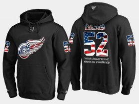 Wholesale Cheap Red Wings #52 Jonathan Ericsson NHL Banner Wave Usa Flag Black Hoodie