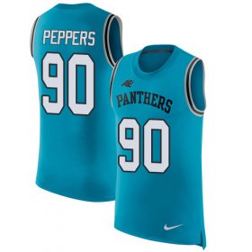 Wholesale Cheap Nike Panthers #90 Julius Peppers Blue Alternate Men\'s Stitched NFL Limited Rush Tank Top Jersey