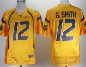 Wholesale Cheap West Virginia Mountaineers #12 Geno Smith Yellow Jersey