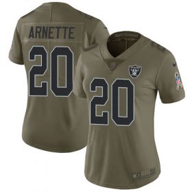 Wholesale Cheap Nike Raiders #20 Damon Arnette Olive Women\'s Stitched NFL Limited 2017 Salute To Service Jersey