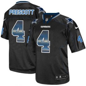 Wholesale Cheap Nike Cowboys #4 Dak Prescott Lights Out Black Men\'s Stitched NFL Elite Strobe Jersey