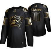Wholesale Cheap Adidas Blue Jackets Custom Men's 2019 Black Golden Edition Authentic Stitched NHL Jersey