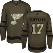 Wholesale Cheap Adidas Blues #17 Jaden Schwartz Green Salute to Service Stitched Youth NHL Jersey