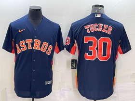 Wholesale Cheap Men\'s Houston Astros #30 Kyle Tucker Navy Blue With Patch Stitched MLB Cool Base Nike Jersey