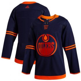 Wholesale Cheap Adidas Oilers Blank Navy Alternate Authentic Stitched NHL Jersey