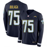 Wholesale Cheap Nike Chargers #75 Bryan Bulaga Navy Blue Team Color Youth Stitched NFL Limited Therma Long Sleeve Jersey