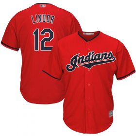 Wholesale Cheap Indians #12 Francisco Lindor Red New Cool Base Stitched MLB Jersey