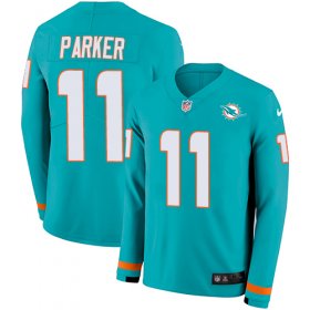 Wholesale Cheap Nike Dolphins #11 DeVante Parker Aqua Green Team Color Men\'s Stitched NFL Limited Therma Long Sleeve Jersey