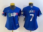 Wholesale Cheap Women's Los Angeles Dodgers #7 Julio Urias Blue 2020 World Series Cool Base Nike Jersey