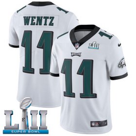 Wholesale Cheap Nike Eagles #11 Carson Wentz White Super Bowl LII Men\'s Stitched NFL Vapor Untouchable Limited Jersey