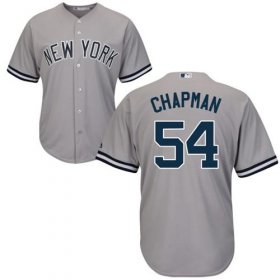 Wholesale Cheap Yankees #54 Aroldis Chapman Grey Road Women\'s Stitched MLB Jersey