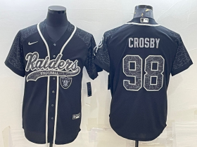 Wholesale Cheap Men\'s Las Vegas Raiders #98 Maxx Crosby Black Reflective Limited Stitched Football Jersey