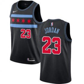 Wholesale Cheap Men\'s Nike Chicago Bulls #23 Michael Jordan Bulls City Edition Authentic Black NBA Jersey