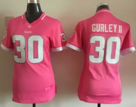 Wholesale Cheap Nike Rams #30 Todd Gurley Pink Women\'s Stitched NFL Elite Bubble Gum Jersey