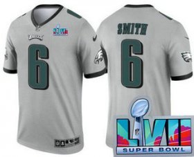 Cheap Men\'s Philadelphia Eagles #6 DeVonta Smith Limited Gray Inverted Super Bowl LVII Vapor Jersey