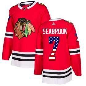 Wholesale Cheap Adidas Blackhawks #7 Brent Seabrook Red Home Authentic USA Flag Stitched NHL Jersey