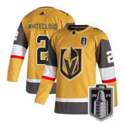 Wholesale Cheap Men's Vegas Golden Knights #2 Zach Whitecloud Gold 2023 Stanley Cup Final Stitched Jersey