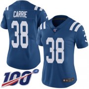 Wholesale Cheap Nike Colts #38 T.J. Carrie Royal Blue Team Color Women's Stitched NFL 100th Season Vapor Untouchable Limited Jersey