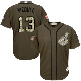 Wholesale Cheap Indians #13 Omar Vizquel Green Salute to Service Stitched MLB Jersey