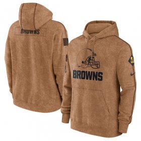 Wholesale Cheap Men\'s Cleveland Browns 2023 Brown Salute to Service Pullover Hoodie