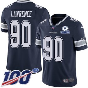 Wholesale Cheap Nike Cowboys #90 DeMarcus Lawrence Navy Blue Team Color Men\'s Stitched With Established In 1960 Patch NFL 100th Season Vapor Untouchable Limited Jersey