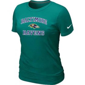 Wholesale Cheap Women\'s Nike Baltimore Ravens Heart & Soul NFL T-Shirt Light Green