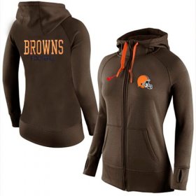 Wholesale Cheap Women\'s Nike Cleveland Browns Full-Zip Performance Hoodie Brown