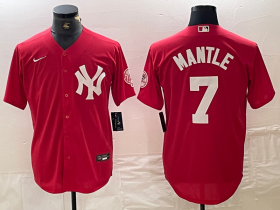 Cheap Men\'s New York Yankees #7 Mickey Mantle Red Fashion Cool Base Jersey