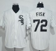 Wholesale Cheap White Sox #72 Carlton Fisk White(Black Strip) New Cool Base Stitched MLB Jersey