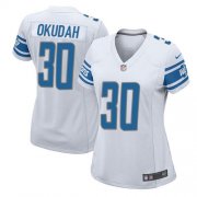 Wholesale Cheap Nike Lions #30 Jeff Okudah White Women's Stitched NFL Elite Jersey