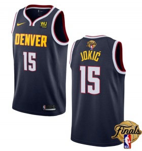 Wholesale Cheap Men\'s Denver Nuggets #15 Nikola Jokic Navy 2023 Finals Icon Edition Stitched Basketball Jersey
