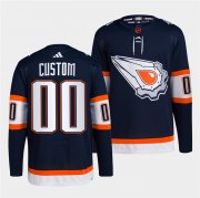 Wholesale Cheap Men's Edmonton Oilers Custom Navy 2022-23 Reverse Retro Stitched Jersey